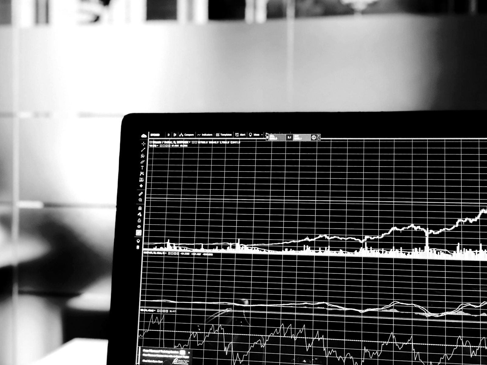 A line chart of financial data on a computer screen